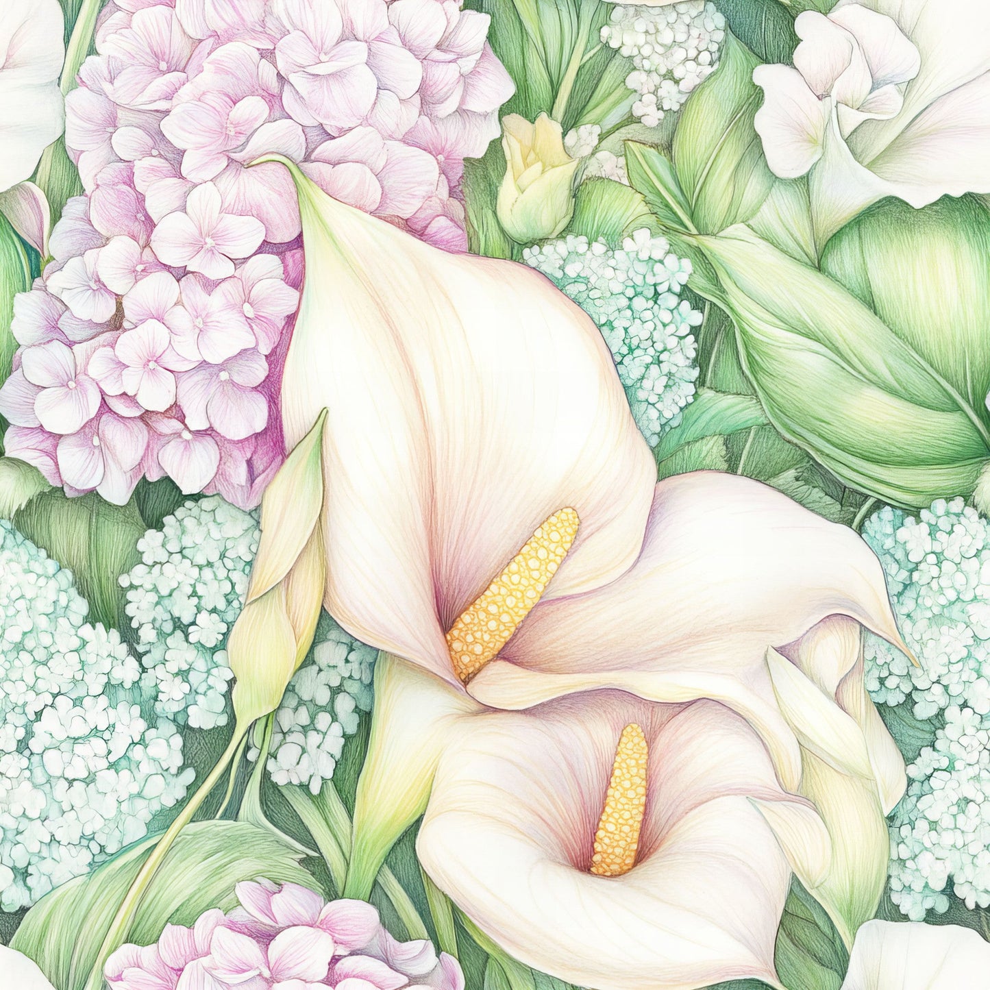 Pastel Calla Lily Pattern 1 Quilting Cotton Fabric