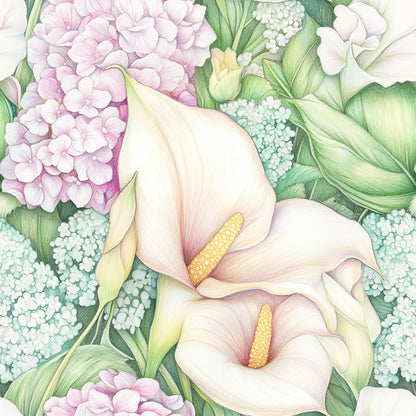 Pastel Calla Lily Pattern 1 Quilting Cotton Fabric