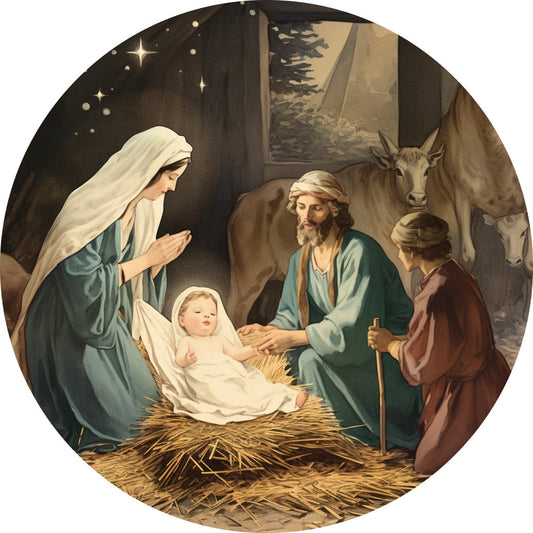 Nativity Christmas Ornaments Fabric Panel 44