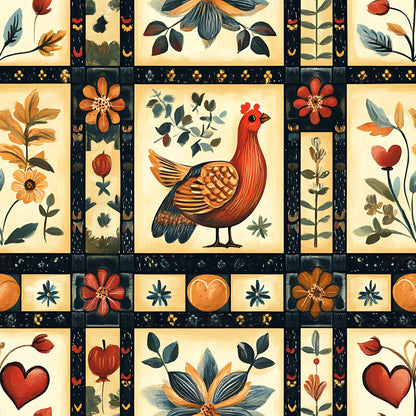 Folk Harvest Pattern 12 Minky Fabric