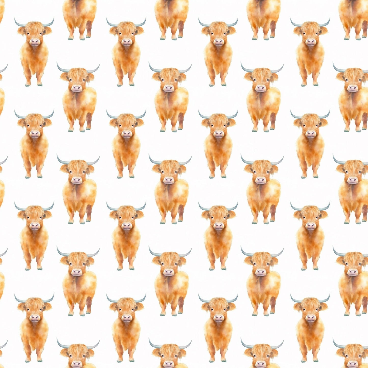 Funky Highland Cows Pattern 2 Quilting Cotton Fabric