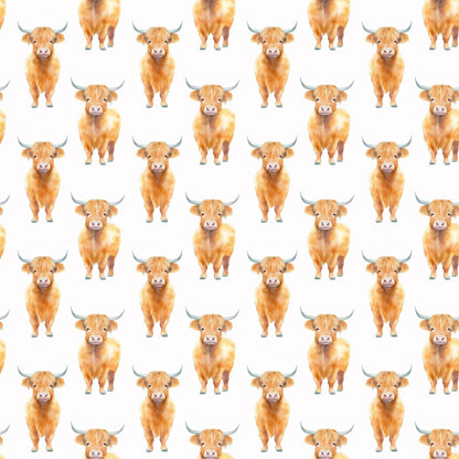 Funky Highland Cows Pattern 2 Quilting Cotton Fabric
