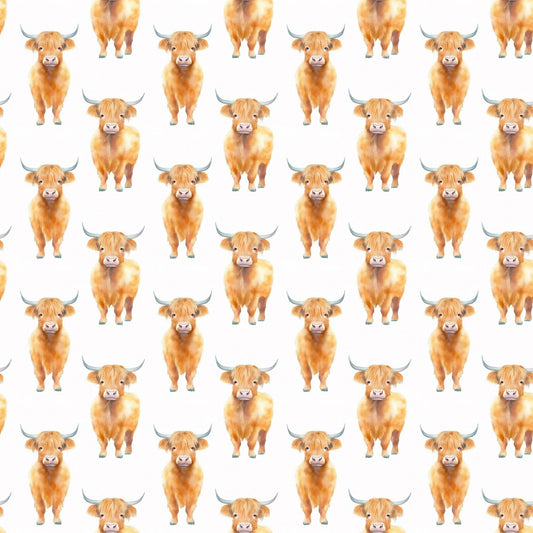 Funky Highland Cows Pattern 2 Quilting Cotton Fabric