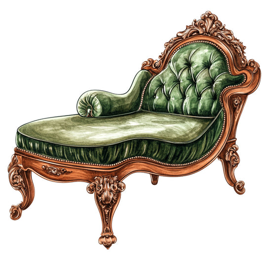 Victorian furniture, sage green, forest green, cream, ornate wood, tufted upholstery, damask, baroque, rococo, vintage sofa, antique, elegant, traditional, ornamental carving, scrollwork, botanical green, muted green, floral damask, wingback chair, luxury upholstery, home decor, interior design, classic style, ornate details, gilded wood, period furniture, vintage home, botanical motif, traditional décor, decorative arts