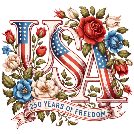 usa, american flag, patriotic, red white blue, floral, roses, vintage, traditional, botanical, stars, stripes, freedom, anniversary, commemorative, red roses, blue flowers, cream flowers, gold leaves, elegant, ornate, decorative, banner, historical, classic american, retro, timeless, liberty