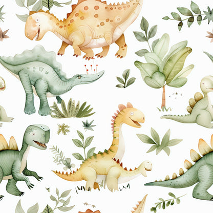 Watercolor Dinosaurs Pattern 11 Quilting Cotton Fabric