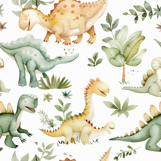 Watercolor Dinosaurs Pattern 11 Quilting Cotton Fabric