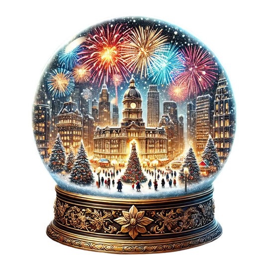 Christmas Snow Globes Fabric Panel 16