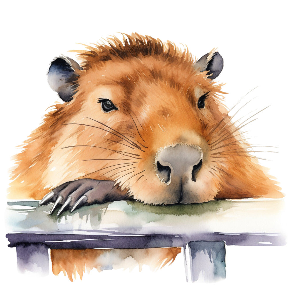 Watercolor Capybaras Fabric Panel 7 – QuiltingFabricPanels.com