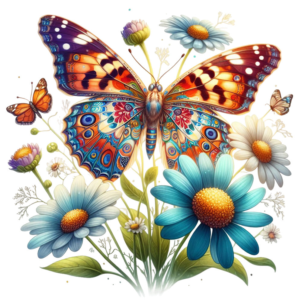 Spring Flowers and Butterflies Fabric Panel 18