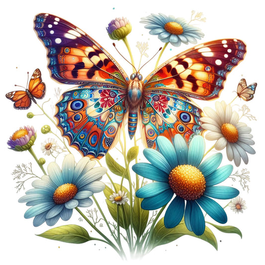 Spring Flowers and Butterflies Fabric Panel 18