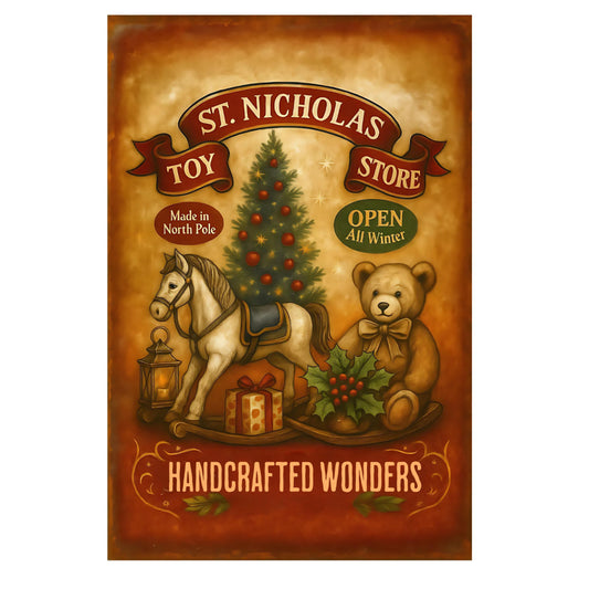 Old Christmas Sign Fabric Panel 2