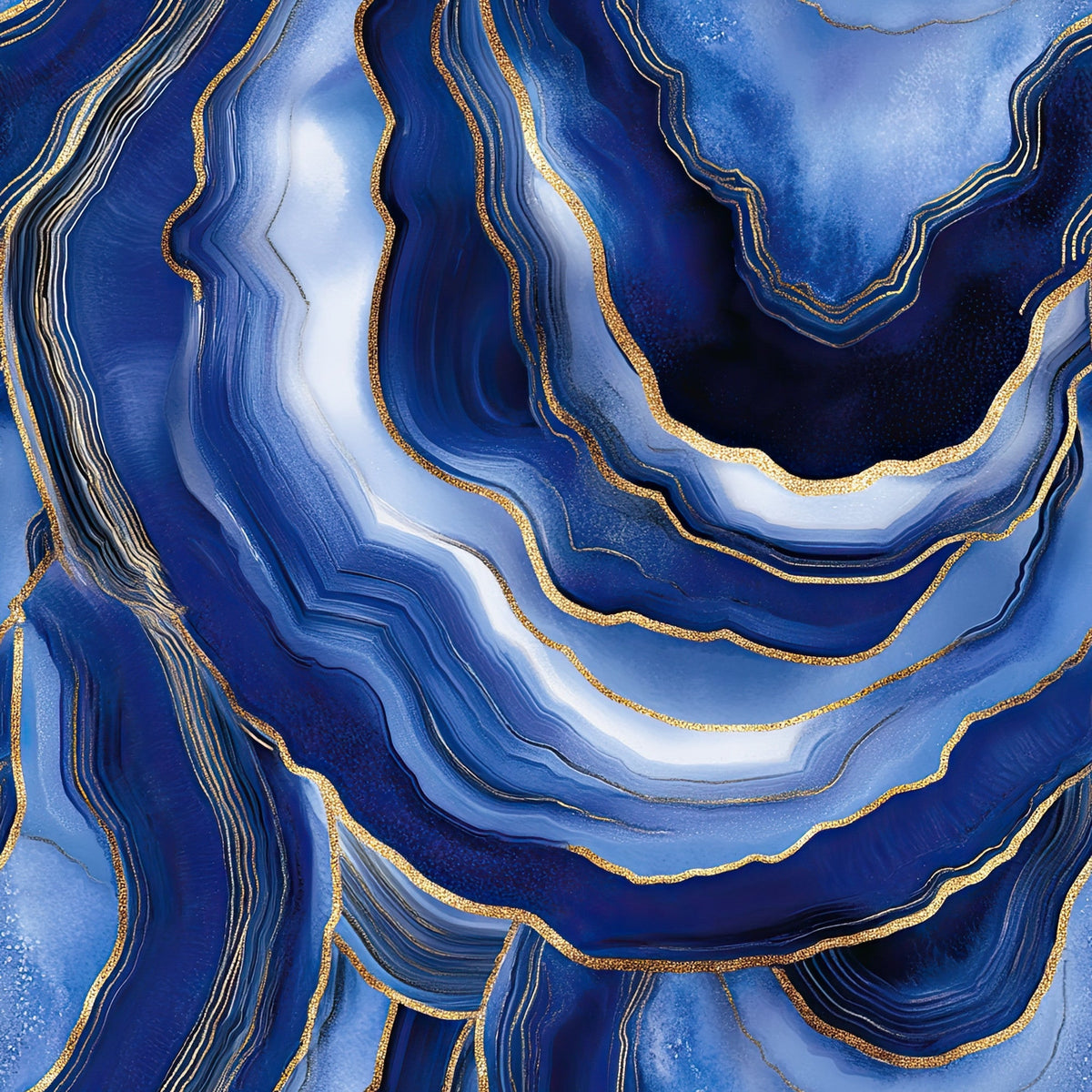 Royal Blue and Gold Agate Pattern 21 Minky Fabric