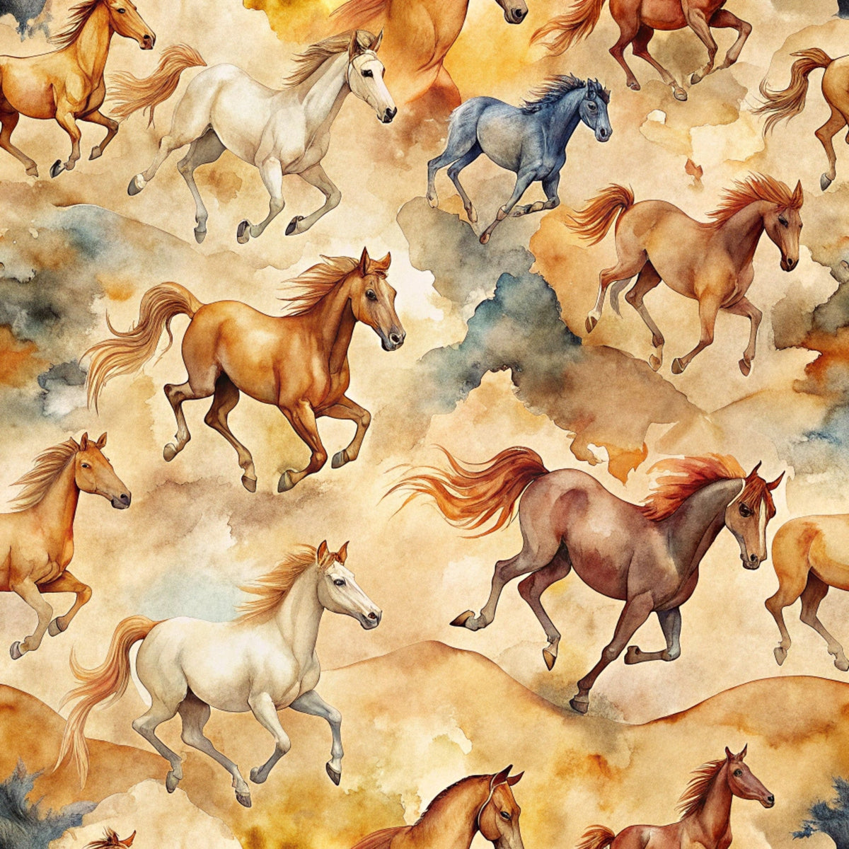 Galloping Mustangs Pattern 16 Minky Fabric