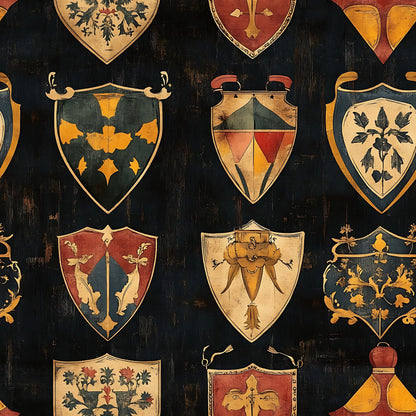 Rustic German Banners and Shields Pattern 19 Quilting Cotton Fabric