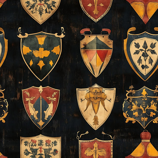 Rustic German Banners and Shields Pattern 19 Quilting Cotton Fabric