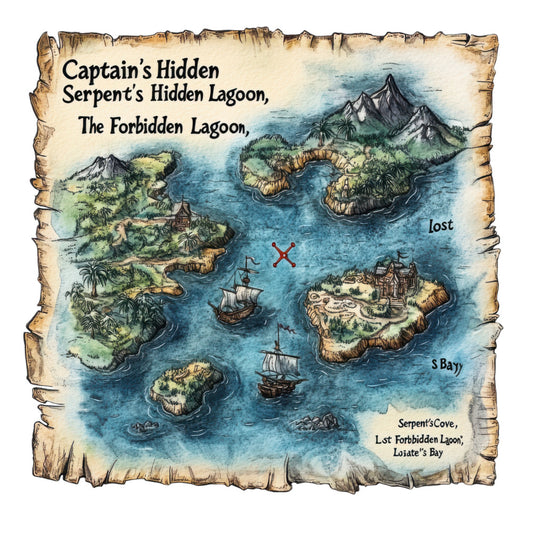 Pirate Treasure Map Fabric Panel 9