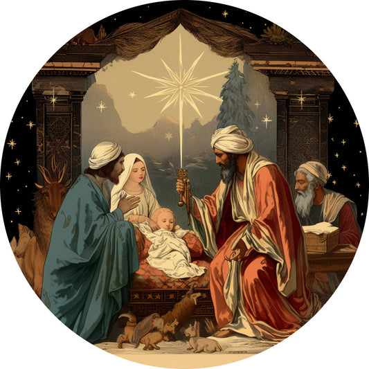 Nativity Christmas Ornaments Fabric Panel 47
