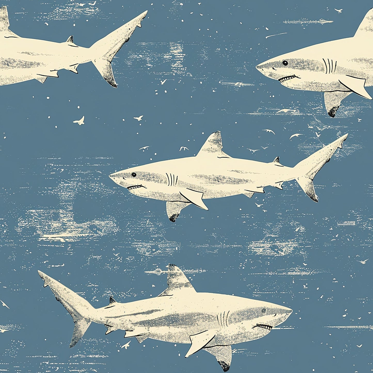 Sharks Circling Pattern 8 Quilting Cotton Fabric