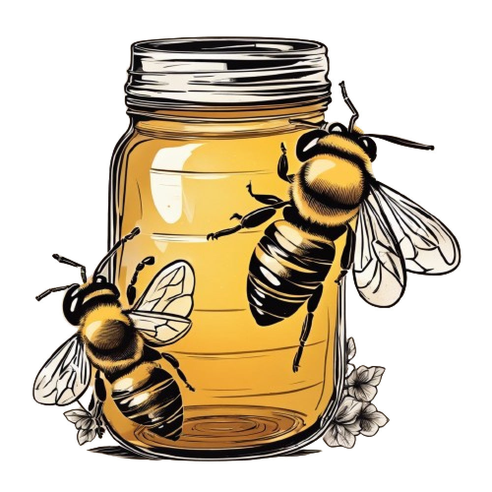 Honey Bee Jar Fabric Panel 3 – QuiltingFabricPanels.com
