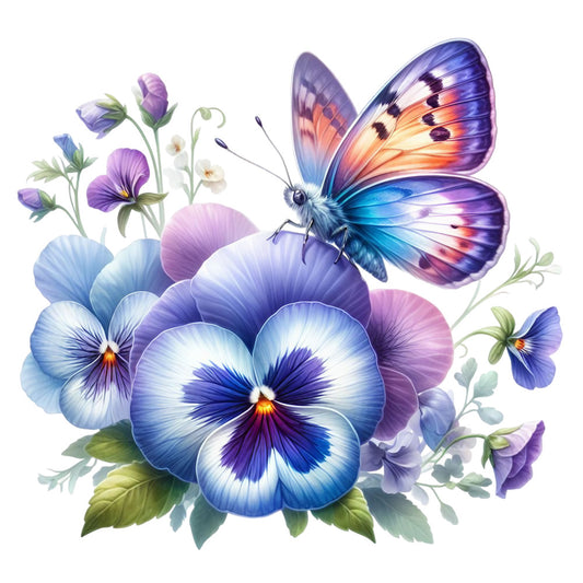 Spring Flowers and Butterflies Fabric Panel 40