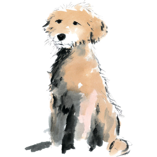 Handdrawn Doodle Dog Fabric Panel 41