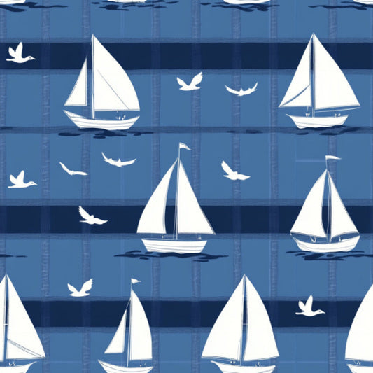 Blue Sailboat Pattern 4 Quilting Cotton Fabric