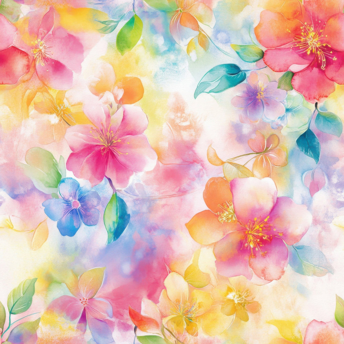 Watercolor Petal Garden Pattern 2 Minky Fabric