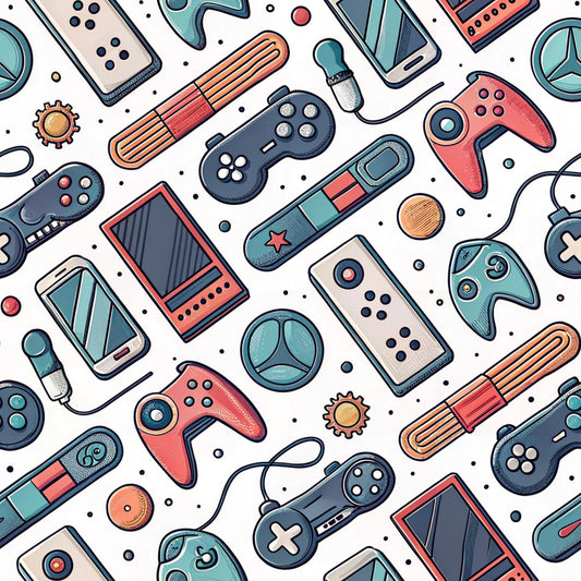 Modern Gamer Controllers Pattern 10 Quilting Cotton Fabric