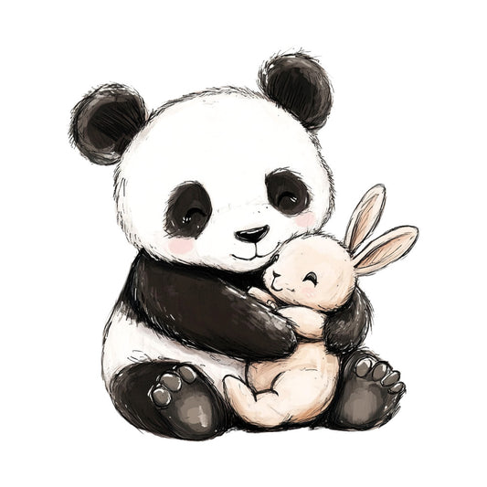 Cute Panda Bears Fabric Panel 4
