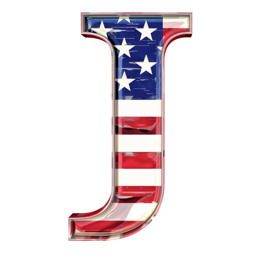 Grunge American Flag Alphabet Fabric Panel 17