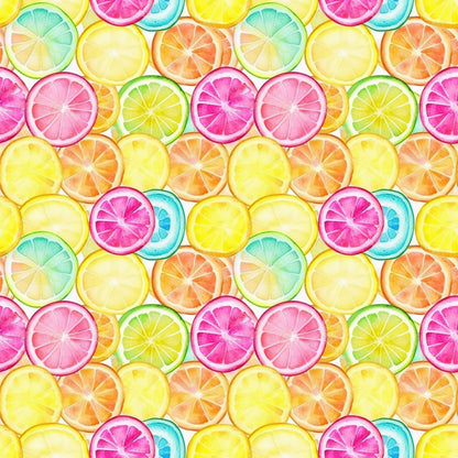 Lemons and Citrus Sour Splash Pattern 10 Quilting Cotton Fabric