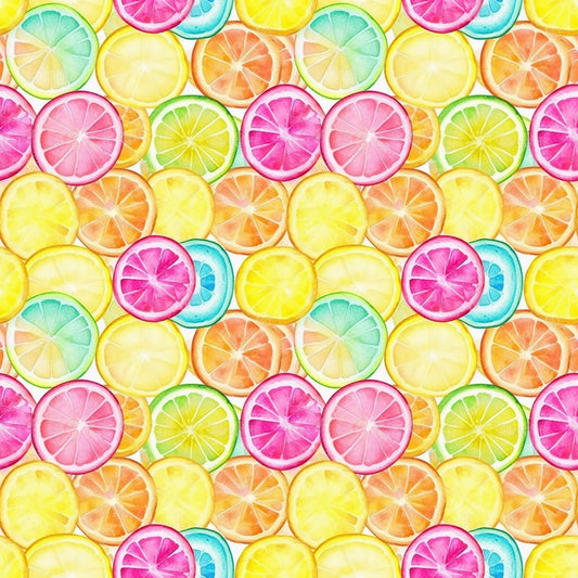 Lemons and Citrus Sour Splash Pattern 10 Quilting Cotton Fabric