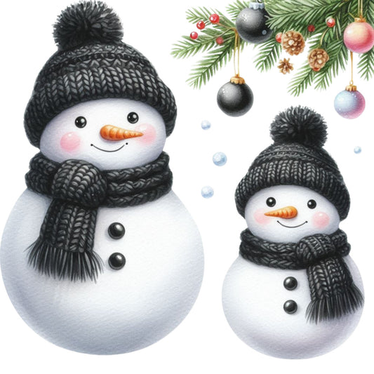 Black Hat Snowmen Fabric Panel 23