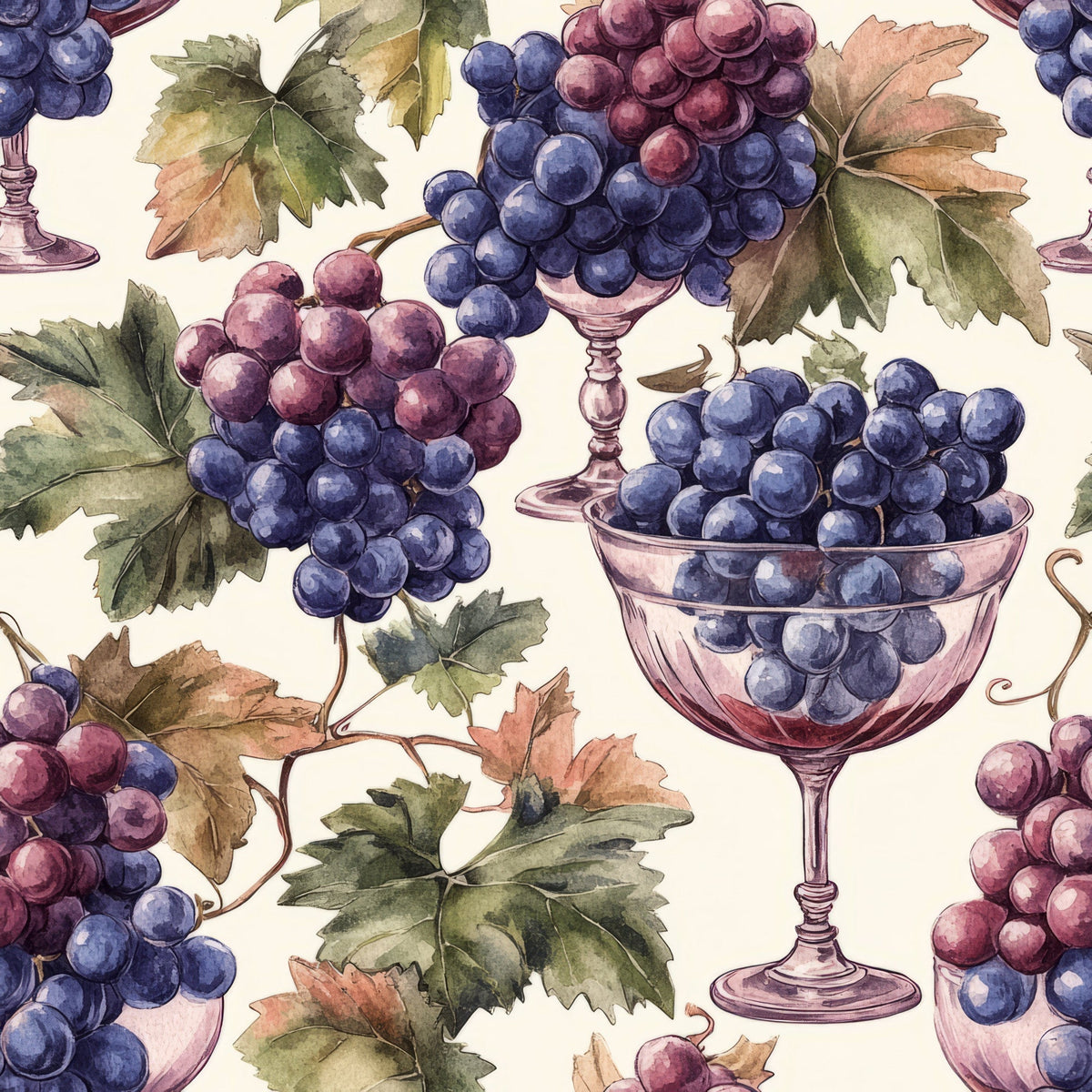 Grapes and Goblets Pattern 9 Minky Fabric