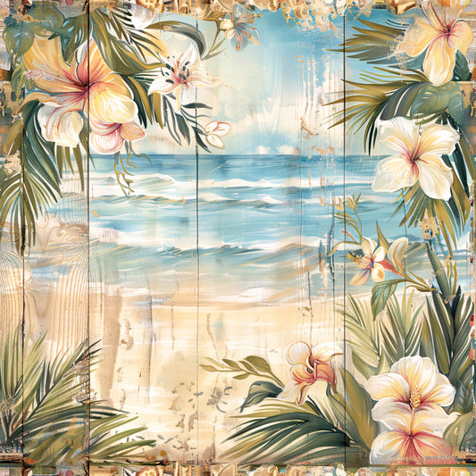 Tropical Beach Scenes Fabric Panel 9