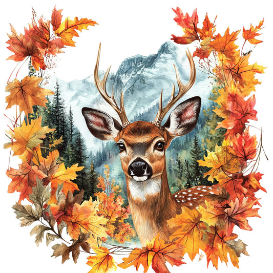 Deer in Nature Fabric Panel 11