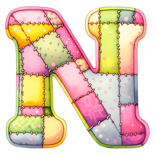 alphabet letters, pastel pink, pastel yellow, pastel green, pastel blue, gradient colors, colorful, whimsical, playful, patchwork, stitched, decorative stitching, polka dots, dotted pattern, children's design, nursery, baby quilt, learning theme, educational, multi-color, vibrant, fun, cute, playful stitches, letter a, letter h, bright colors, modern whimsical