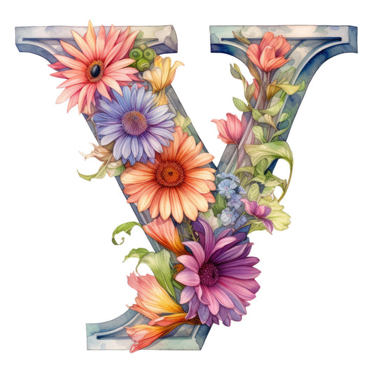 Alphabet Flowers Fabric Panel 8