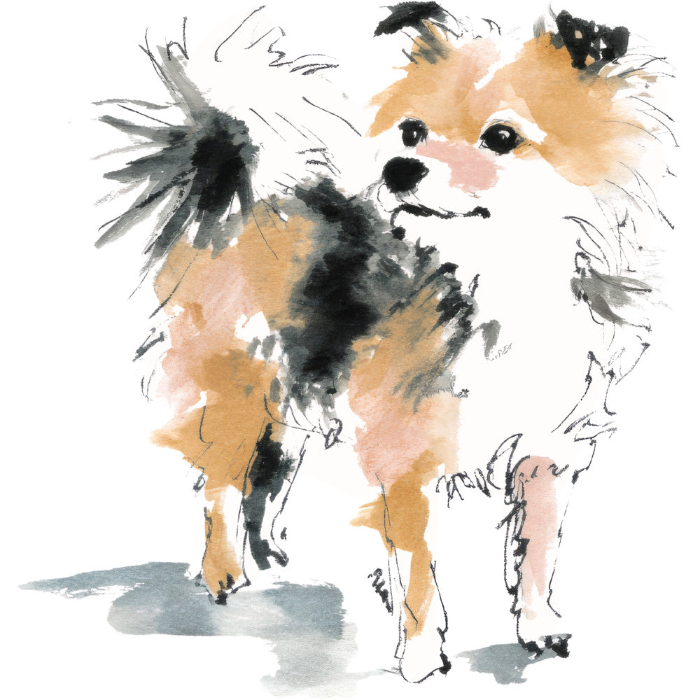 Handdrawn Doodle Dog Fabric Panel 14