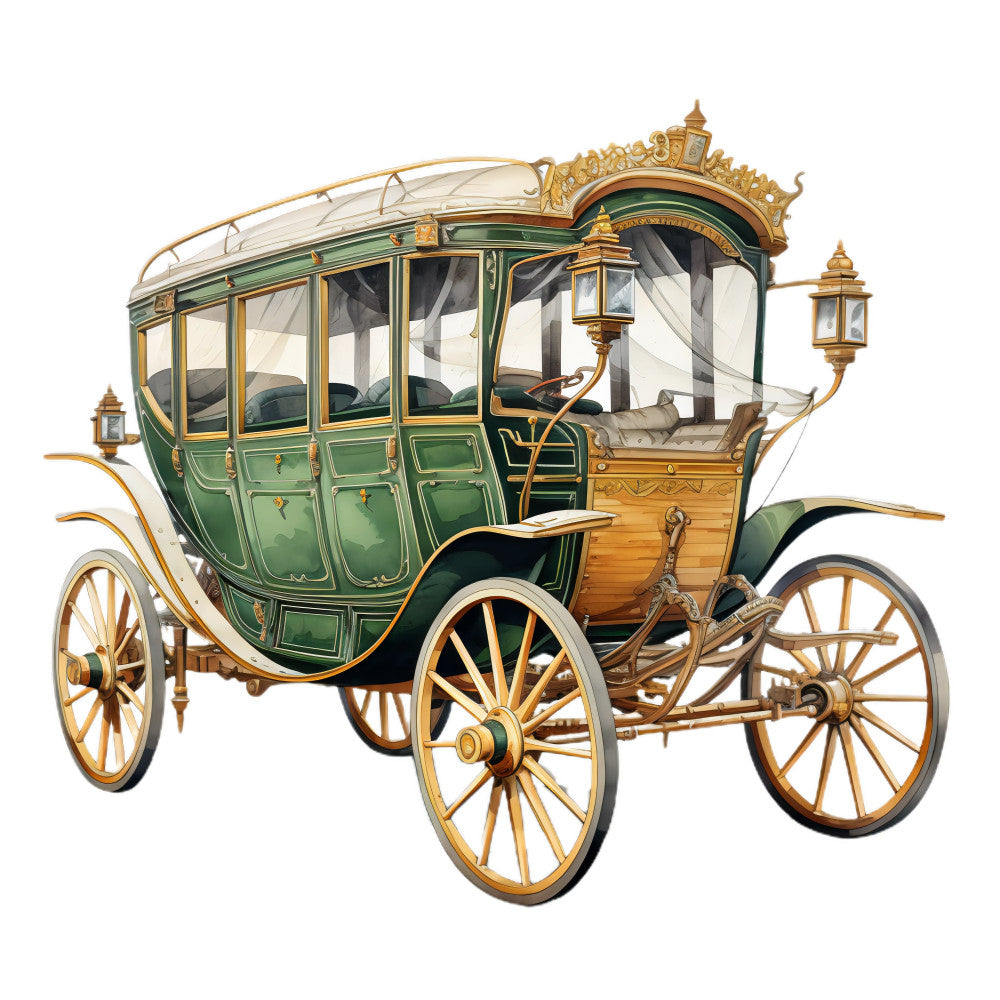 forest green, gold, cream, vintage carriage, horse drawn carriage, victorian, ornate, elegant, traditional, whimsical, nostalgic, steampunk, transportation, antique coach, decorative lanterns, royal carriage, historic, classic, luxury, gilded details, botanical swag, draped fabric, brass accents, wooden details, fairy tale, storybook, enchanted, timeless, heritage