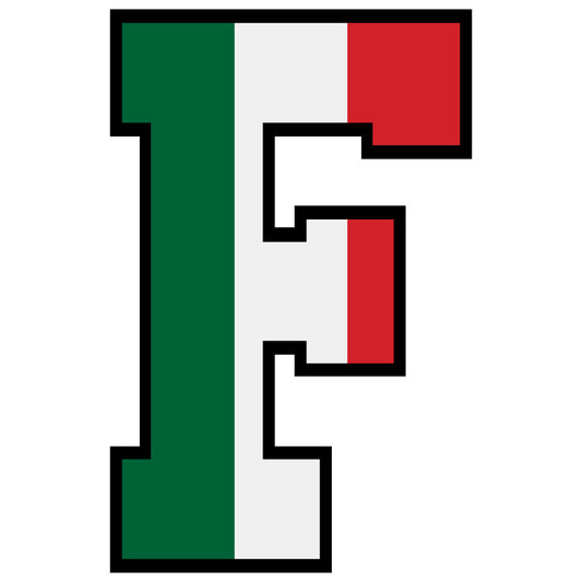 green, white, red, tricolor stripes, mexican flag colors, patriotic, alphabet letter, geometric shapes, bold colors, fabric panel, quilting cotton, craft fabric, sewing material, vibrant hues, flag-inspired, national colors, letter design, panel fabric, emerald green, crimson red