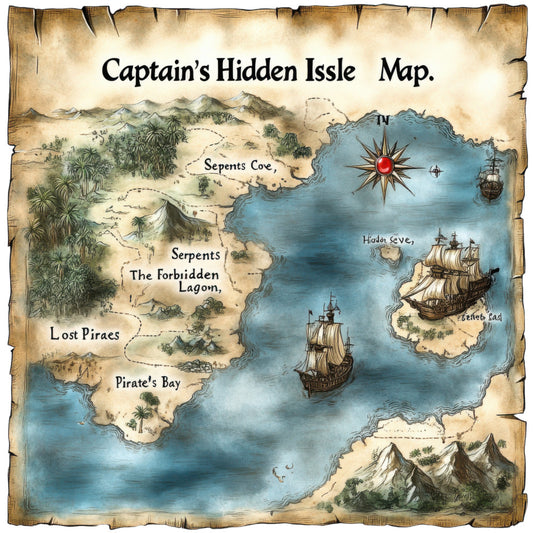 Pirate Treasure Map Fabric Panel 10