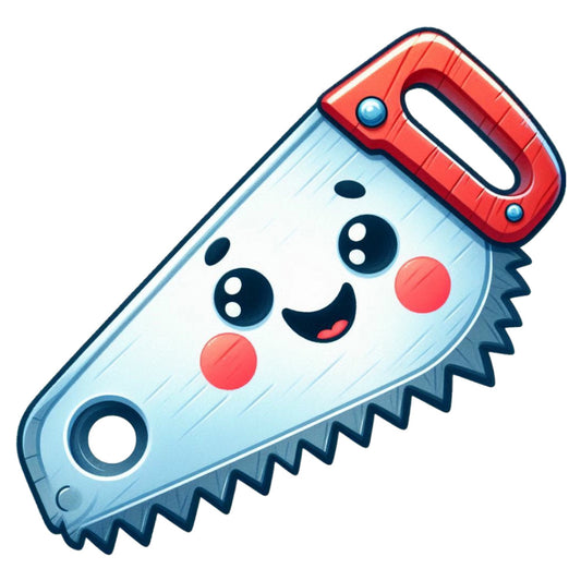cute saw, happy face, smiling tool, red handle, light blue, navy blue, coral pink, whimsical, playful, cartoon, anthropomorphic, tools, construction theme, DIY, handy tools, children's, kids fabric, nursery, playful pattern, funny faces, tool motif, light blue and red, modern whimsical, charming, cheerful, tool-themed, creative kids, home improvement theme