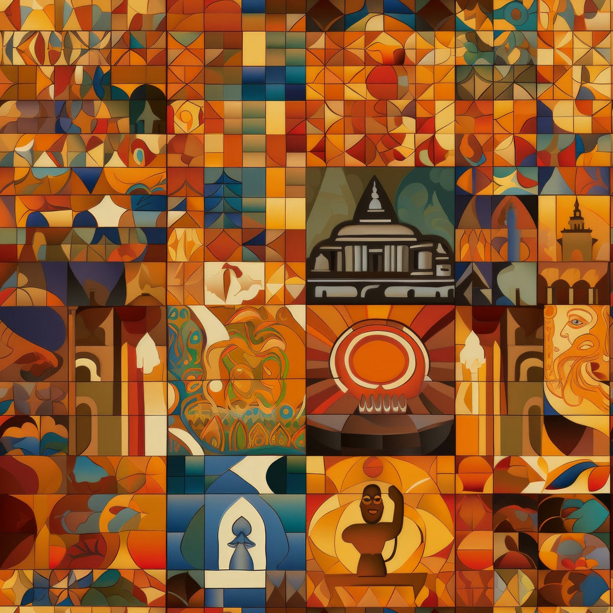 Terracotta Tesserae Pattern 16 Minky Fabric
