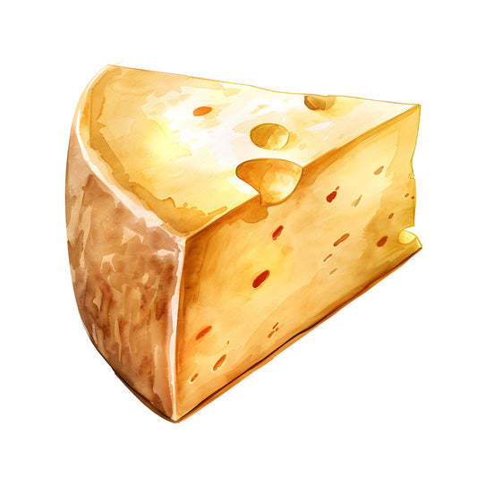 cheese, cheddar, golden yellow, cream, butter yellow, food, kitchen, novelty, whimsical, cute, playful, swiss cheese, holes, realistic, detailed illustration, food themed, culinary, farmhouse, rustic, country, cottage, humor, fun, lighthearted, children, kids, appetizing, gourmet, deli, charcuterie