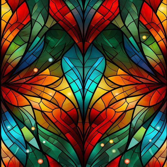 Stained Glass Christmas Pattern 9 Quilting Cotton Fabric