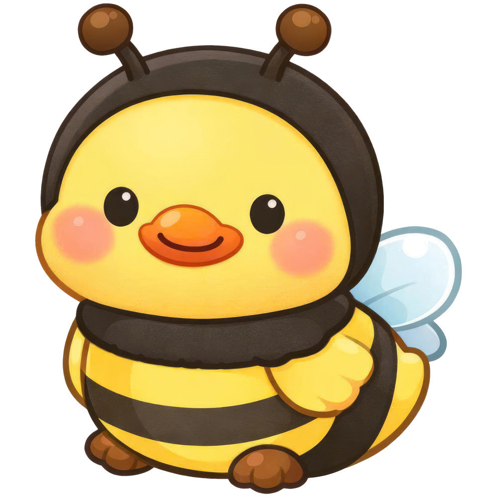 cute bee, honey bee, yellow, black, orange, brown, light blue, whimsical, children, baby, animals, insects, nature, spring, summer, kawaii, adorable, playful, nursery, kids quilt, wall hanging, baby quilt, rosy cheeks, smiling face, cheerful, bright, fun, character fabric, novelty