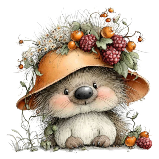 whimsical animals, hedgehog, autumn berries, burgundy, burnt orange, sage green, cream, tan, nature, woodland creatures, fall harvest, berries and fruits, raspberries, botanical, rustic, charming, illustration style, children's, baby, sweet, cottage core, farmhouse, forest, seasonal, autumn, harvest time, berry picking, storybook, adorable