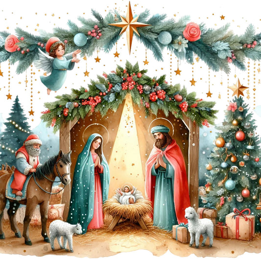 Detailed Christmas Nativity Scene Fabric Panel 30